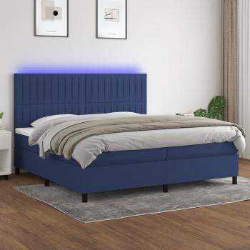 ARDEBO.de - Boxspringbett mit Matratze & LED Blau 200x200 cm Stoff