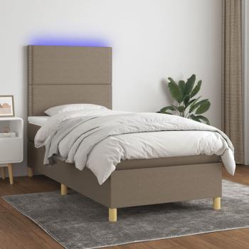 ARDEBO.de - Boxspringbett mit Matratze & LED Taupe 100x200 cm Stoff