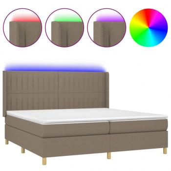 Boxspringbett mit Matratze & LED Taupe 200x200 cm Stoff