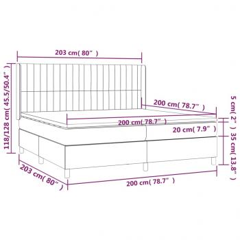 Boxspringbett mit Matratze & LED Taupe 200x200 cm Stoff