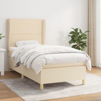 ARDEBO.de - Boxspringbett mit Matratze Creme 100x200 cm Stoff