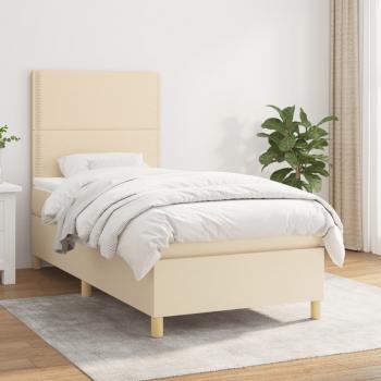 ARDEBO.de - Boxspringbett mit Matratze Creme 100x200 cm Stoff