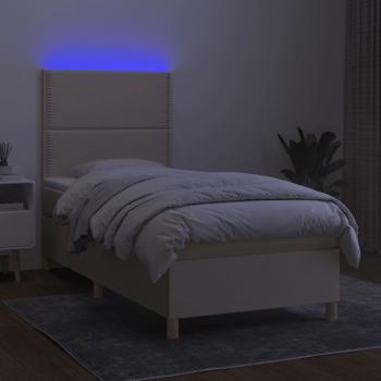 Boxspringbett mit Matratze & LED Creme 100x200 cm Stoff