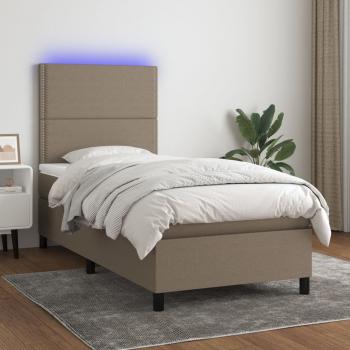 ARDEBO.de - Boxspringbett mit Matratze & LED Taupe 80x200 cm Stoff