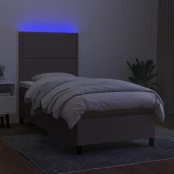 Boxspringbett mit Matratze & LED Taupe 80x200 cm Stoff