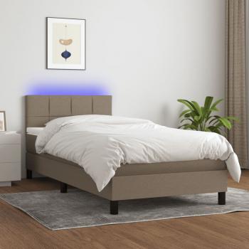 ARDEBO.de - Boxspringbett mit Matratze & LED Taupe 80x200 cm Stoff