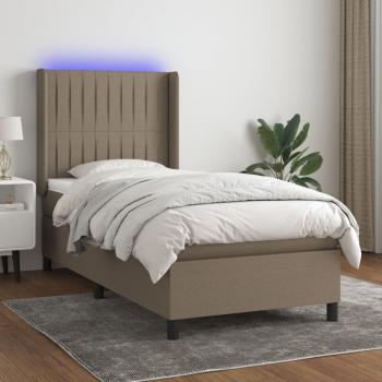 ARDEBO.de - Boxspringbett mit Matratze & LED Taupe 80x200 cm Stoff