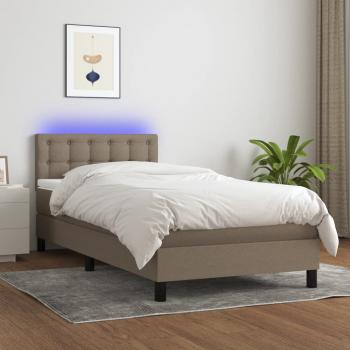 ARDEBO.de - Boxspringbett mit Matratze & LED Taupe 80x200 cm Stoff