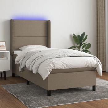 ARDEBO.de - Boxspringbett mit Matratze & LED Taupe 80x200 cm Stoff