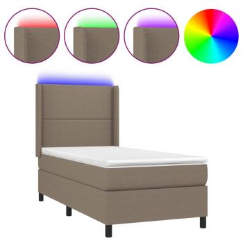 Boxspringbett mit Matratze & LED Taupe 80x200 cm Stoff