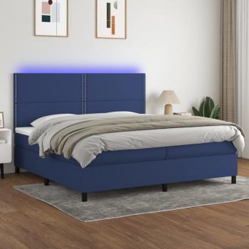 ARDEBO.de - Boxspringbett mit Matratze & LED Blau 200x200 cm Stoff