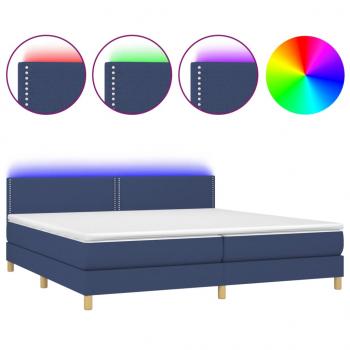 Boxspringbett mit Matratze & LED Blau 200x200 cm Stoff