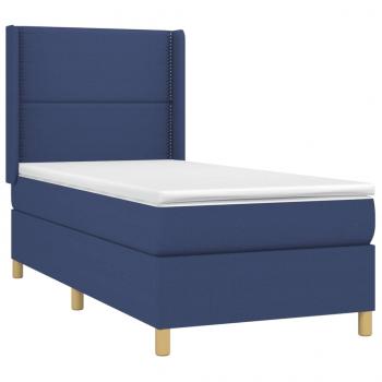 Boxspringbett mit Matratze Blau 100x200 cm Stoff