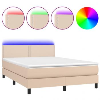 Boxspringbett mit Matratze & LED Cappuccino-Braun 140x190cm