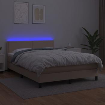 Boxspringbett mit Matratze & LED Cappuccino-Braun 140x190cm