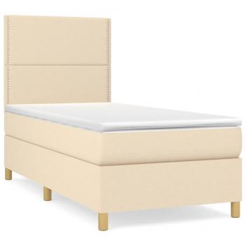 Boxspringbett mit Matratze Creme 90x190 cm Stoff