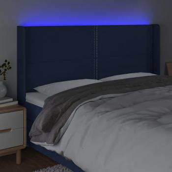 LED Kopfteil Blau 203x16x118/128 cm Stoff