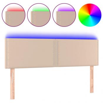 LED Kopfteil Cappuccino-Braun 144x5x78/88 cm Kunstleder