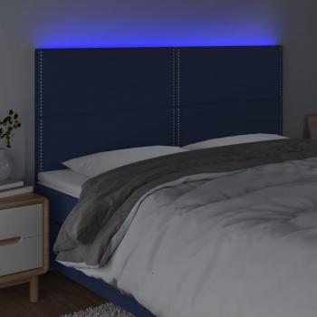 LED Kopfteil Blau 200x5x118/128 cm Stoff