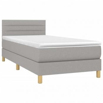 Boxspringbett mit Matratze & LED Hellgrau 80x200 cm Stoff