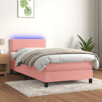 ARDEBO.de - Boxspringbett mit Matratze & LED Rosa 100x200 cm Samt