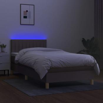 Boxspringbett mit Matratze & LED Taupe 90x190 cm Stoff