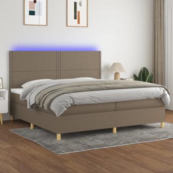 ARDEBO.de - Boxspringbett mit Matratze & LED Taupe 200x200 cm Stoff