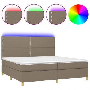 Boxspringbett mit Matratze & LED Taupe 200x200 cm Stoff