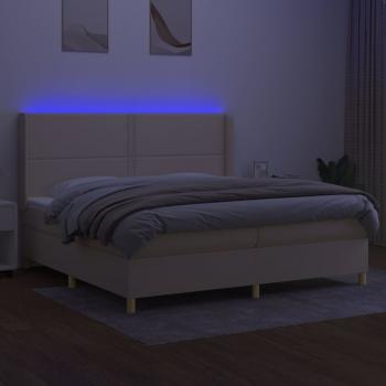 Boxspringbett mit Matratze & LED Creme 200x200 cm Stoff