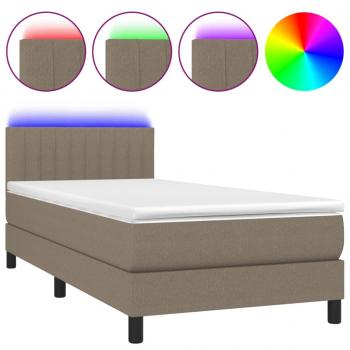 Boxspringbett mit Matratze & LED Taupe 90x190 cm Stoff