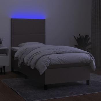 Boxspringbett mit Matratze & LED Taupe 90x190 cm Stoff