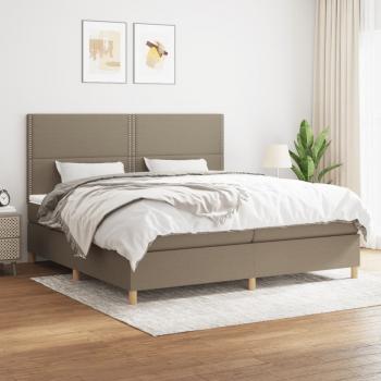 ARDEBO.de - Boxspringbett mit Matratze Taupe 200x200 cm Stoff