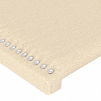 Bettgestell mit Kopfteil Creme 200x200 cm Stoff