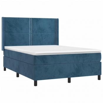 Boxspringbett mit Matratze & LED Dunkelblau 140x200 cm Samt