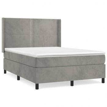 Boxspringbett mit Matratze Hellgrau 140x190 cm Samt