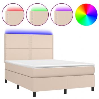 Boxspringbett mit Matratze & LED Cappuccino-Braun 140x200cm