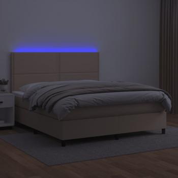 Boxspringbett mit Matratze & LED Cappuccino-Braun 140x200cm