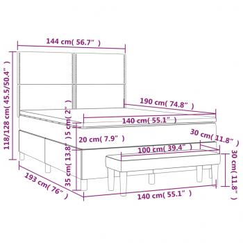 Boxspringbett mit Matratze Hellgrau 140x190 cm Samt