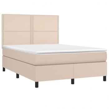 Boxspringbett Matratze Cappuccino-Braun 140x200cm Kunstleder