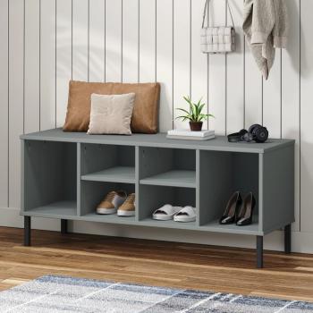 ARDEBO.de - Schuhregal OSLO mit Metallbeinen Grau 106x35x45 cm Massivholz