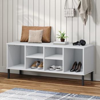 ARDEBO.de - Schuhregal OSLO mit Metallbeinen Weiß 106x35x45 cm Massivholz