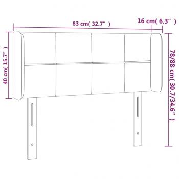 LED Kopfteil Schwarz 83x16x78/88 cm Samt