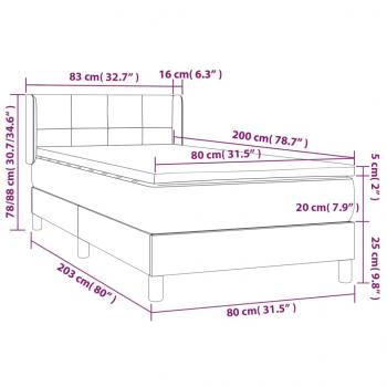 Boxspringbett mit Matratze Dunkelgrau 80x200 cm Samt