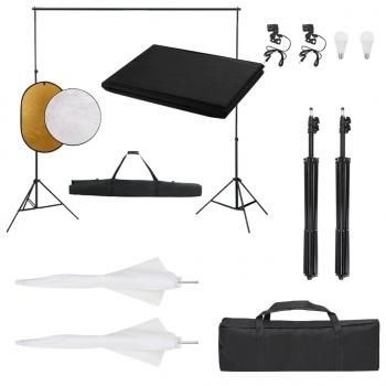 ARDEBO.de - Fotostudio-Set mit Beleuchtung, Hintergrund und Reflektor