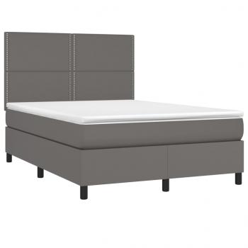 Boxspringbett mit Matratze & LED Grau 140x200 cm Kunstleder