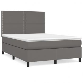 Boxspringbett mit Matratze Grau 140x200 cm Kunstleder