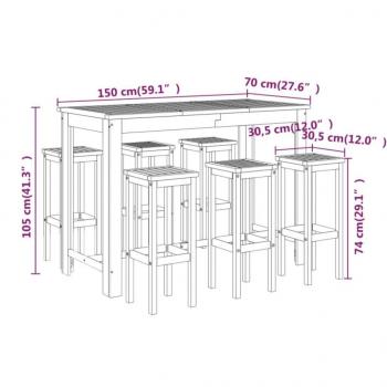 7-tlg. Gartenbar-Set Massivholz Akazie