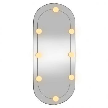 Wandspiegel mit LED-Leuchten 35x80 cm Glas Oval