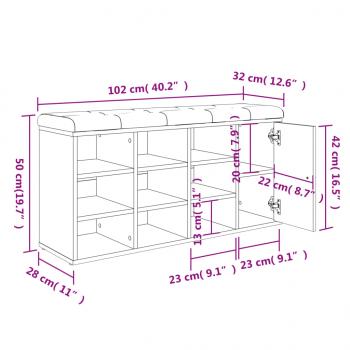 Schuhbank Braun Eichen-Optik 102x32x50 cm Holzwerkstoff