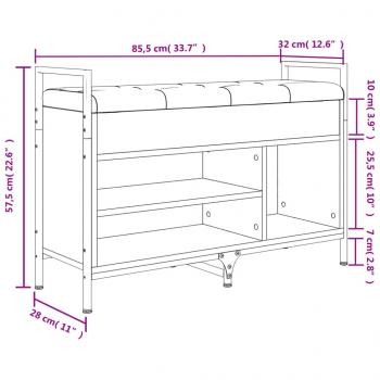 Schuhbank Räuchereiche 85,5x32x57,5 cm Holzwerkstoff